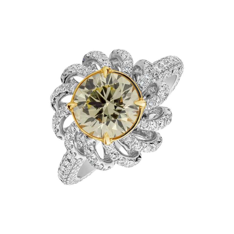 Ring with yellow and white diamonds Sun Guardian