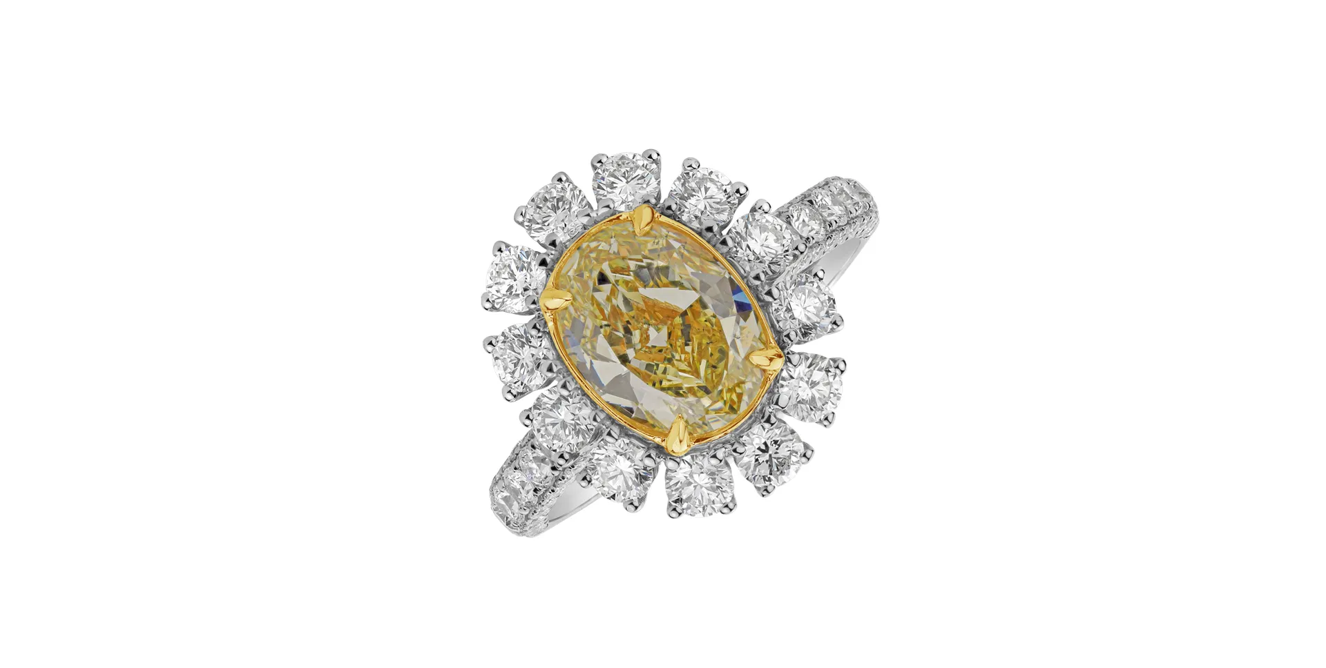 Ring with yellow diamonds and white diamonds Bright Sunrise