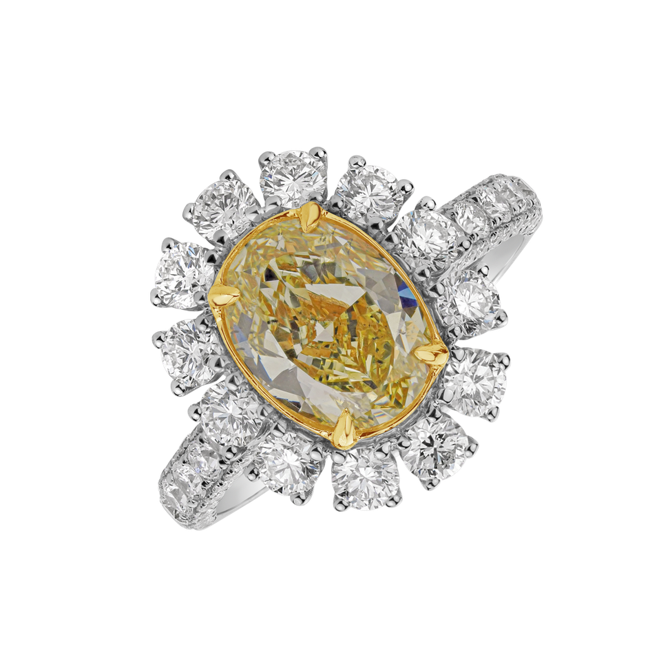 Ring with yellow diamonds and white diamonds Bright Sunrise