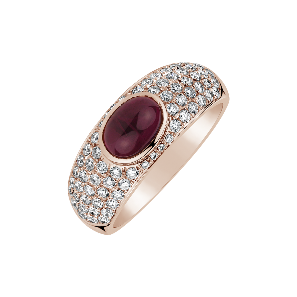 Diamond ring with Ruby Crimson Petal