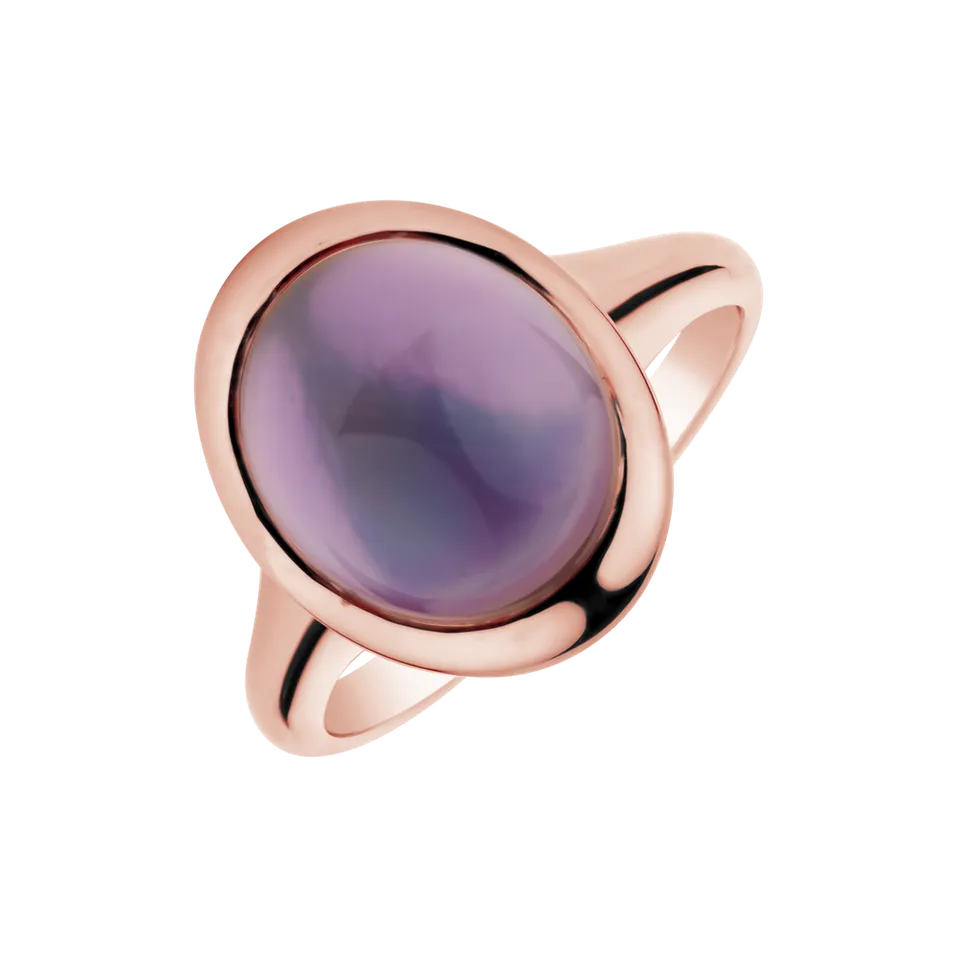 Ring with Amethyst and Mother of Pearl Stylish Goth