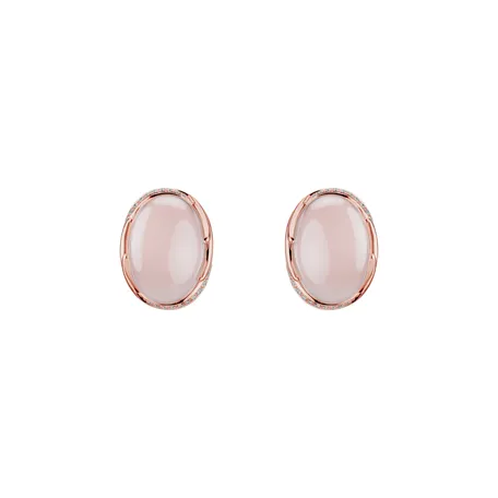 Diamond earrings with Rose Quartz Olearia