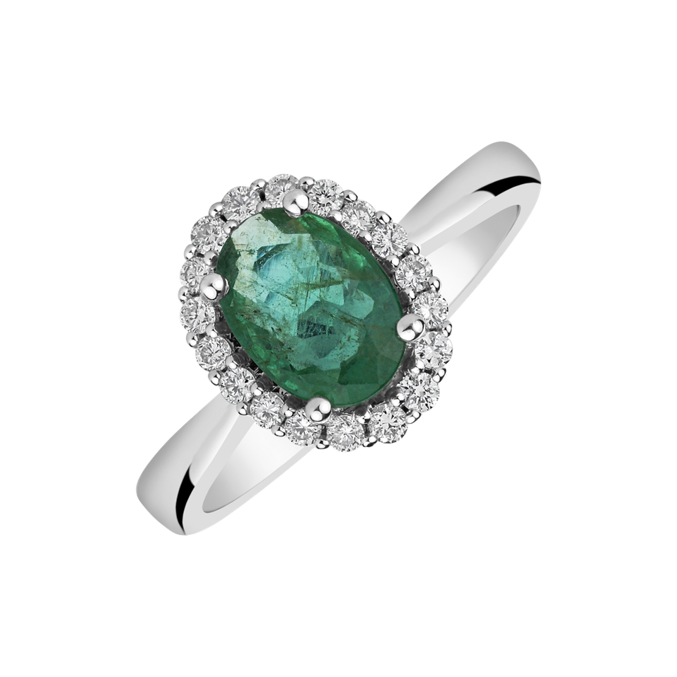 Diamond ring with Emerald Space Sin