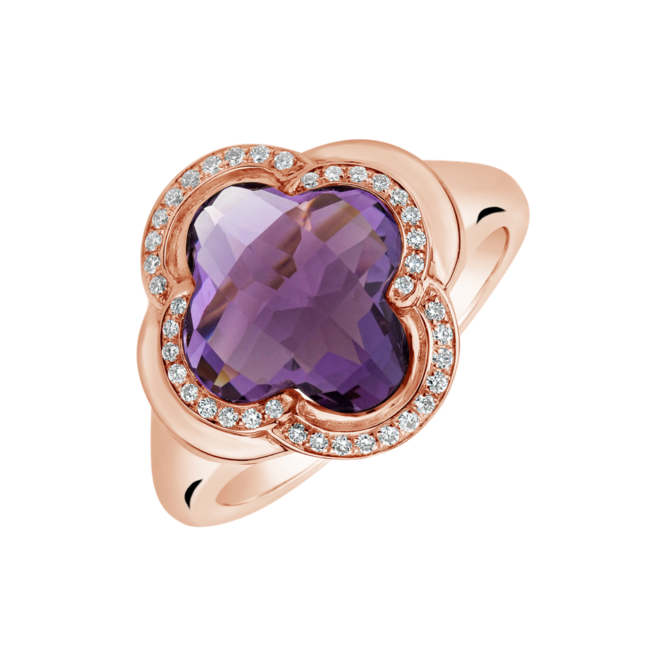 Diamond rings with Amethyst Cosmic Romance