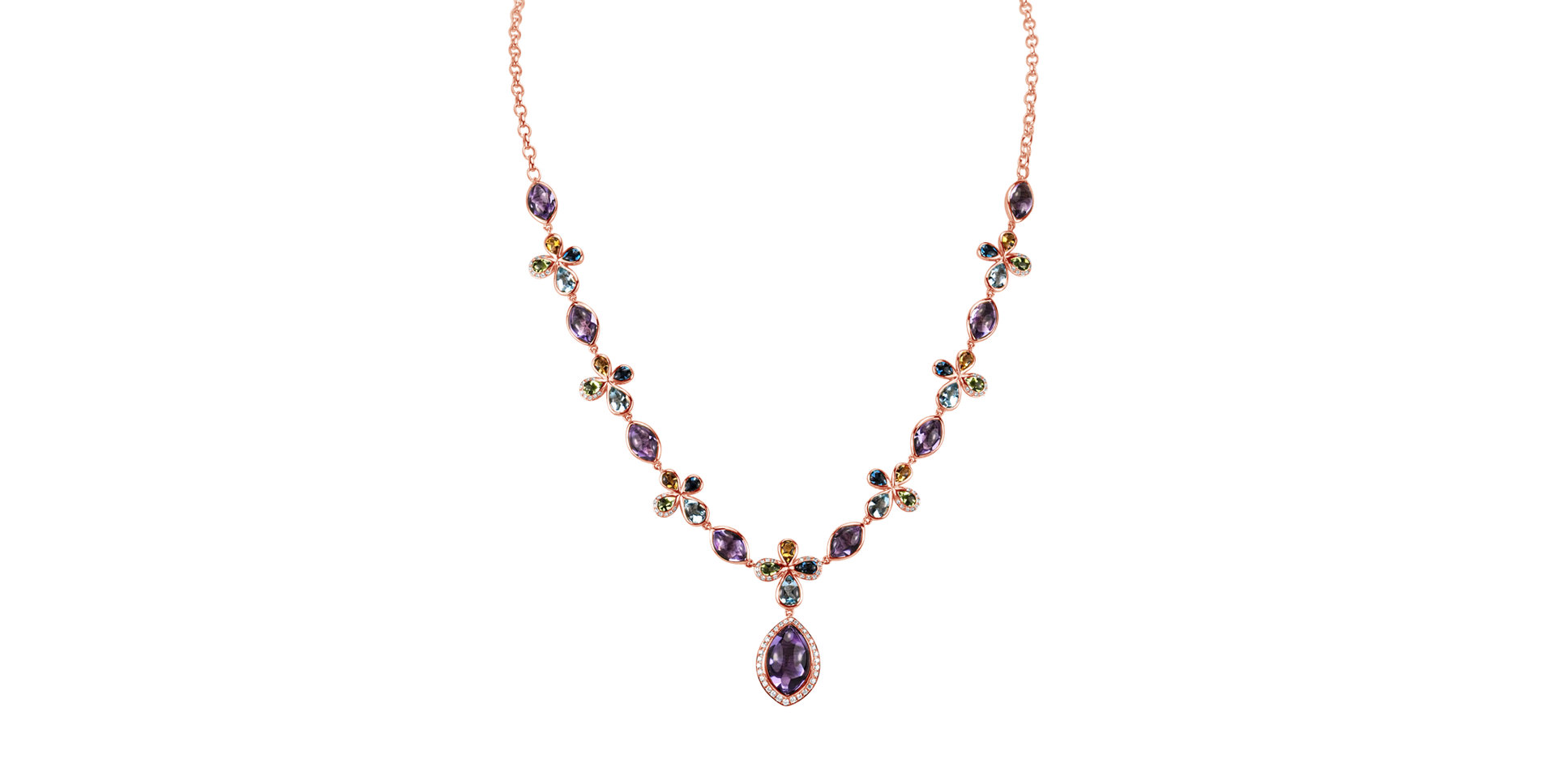 Diamond necklace with gemstones Caesarean Constellation