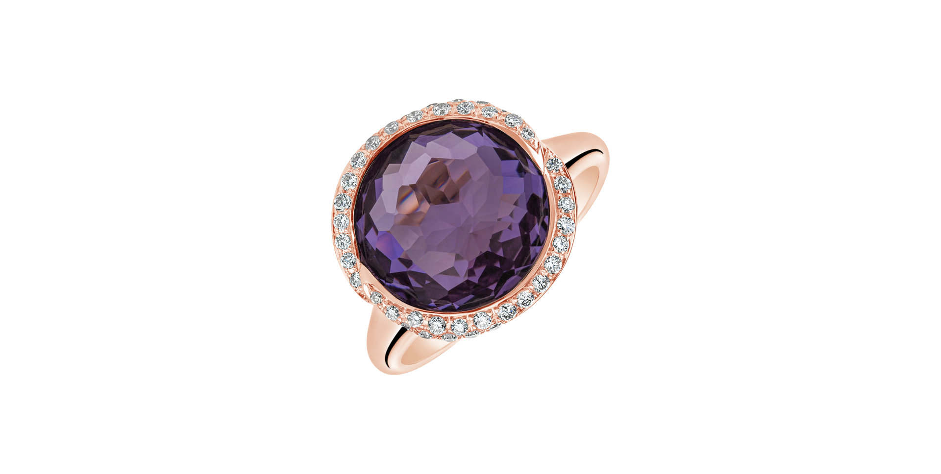 Diamond rings with Amethyst Bolide