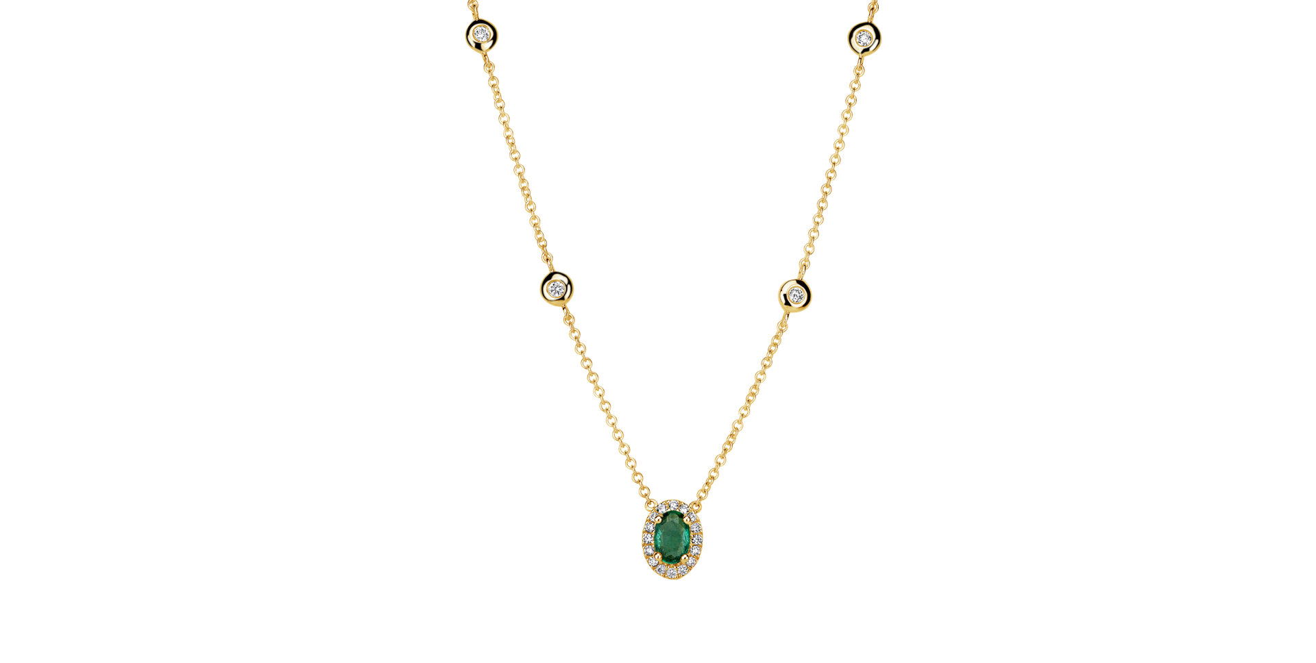 Diamond necklace with Emerald Ideal Charm