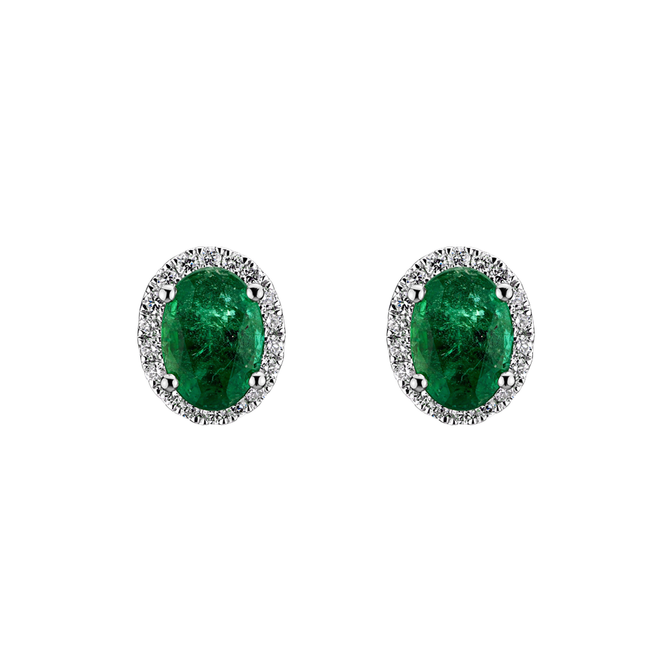 Diamond earrings with Emerald Imperial Allegory