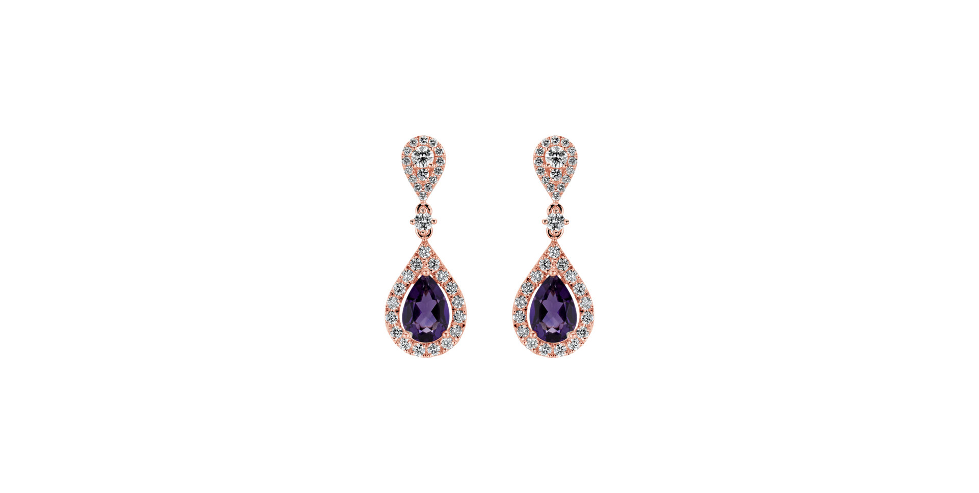 Diamond earrings with Amethyst Lavish Feeling