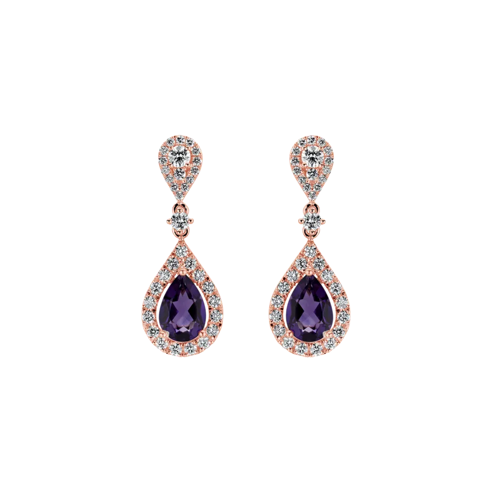 Diamond earrings with Amethyst Lavish Feeling