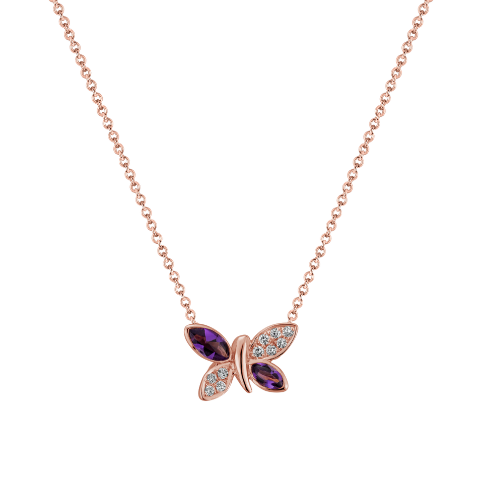 Diamond pendant with Amethyst Passion Butterfly
