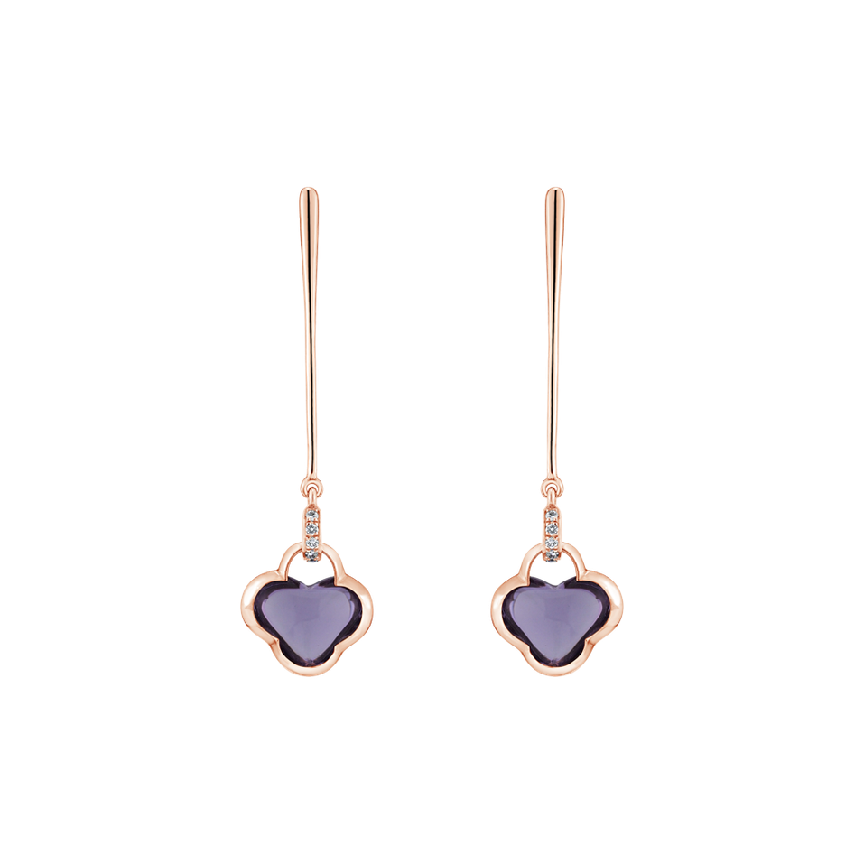 Diamond earrings with Amethyst Beautiful Oksana