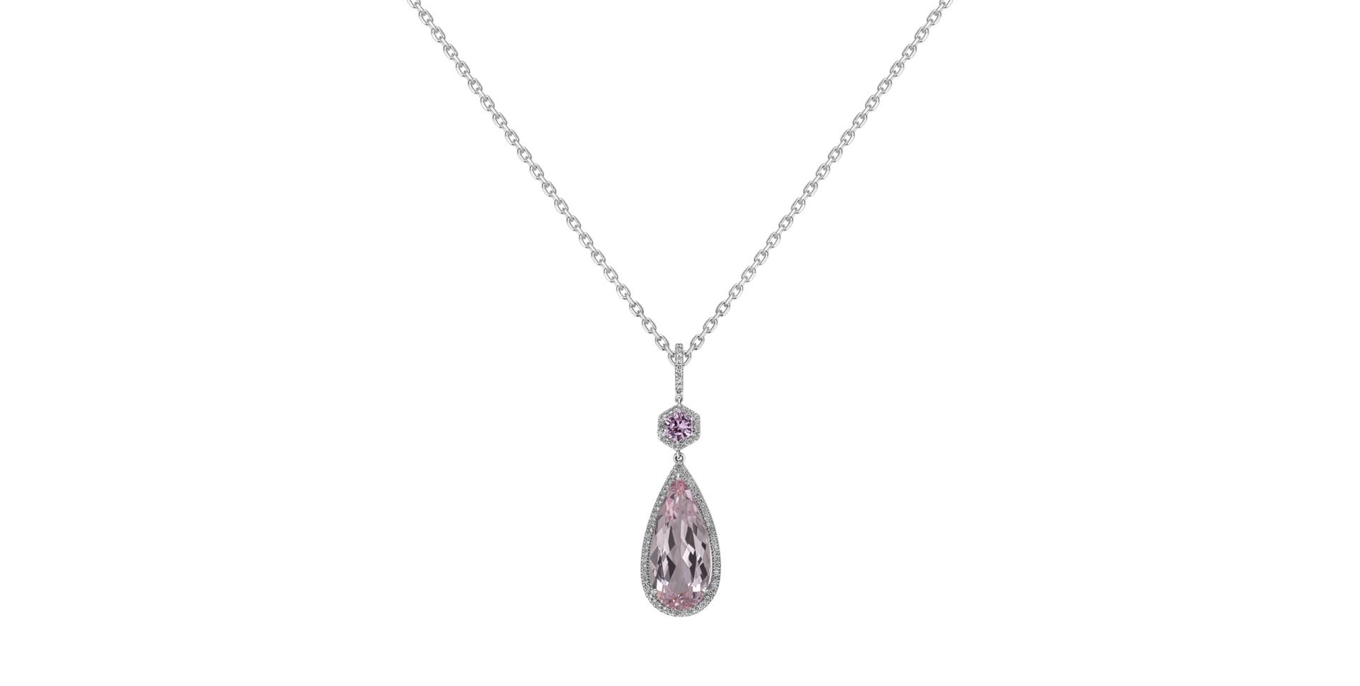 Diamond pendant with Morganite and Sapphire Wisdom