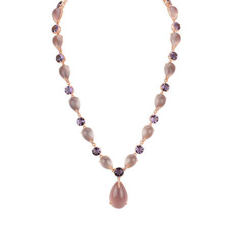 Diamond necklace with Amethyst and Rose Quartz Caesarean Glam