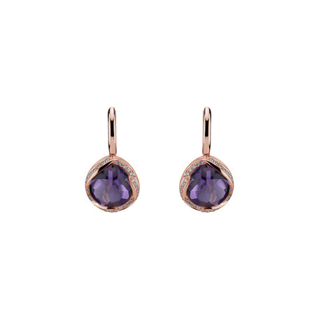 Diamond earrings with Amethyst Ambretta