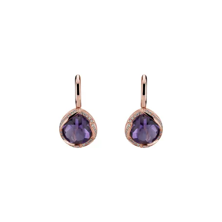 Diamond earrings with Amethyst Ambretta