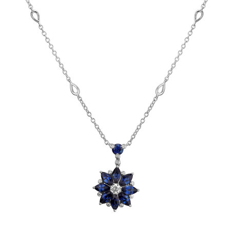 Diamond necklace with Sapphire Night Flower