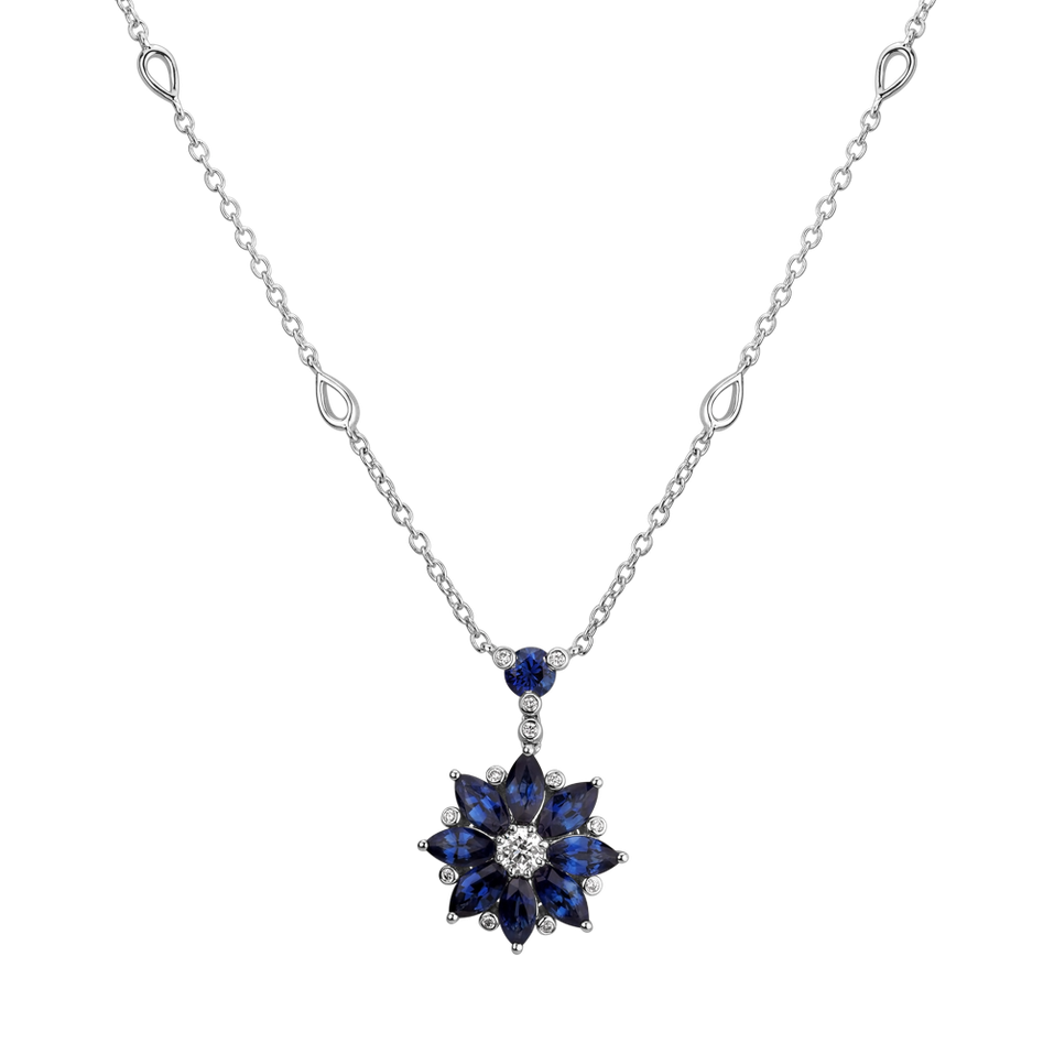 Diamond necklace with Sapphire Night Flower