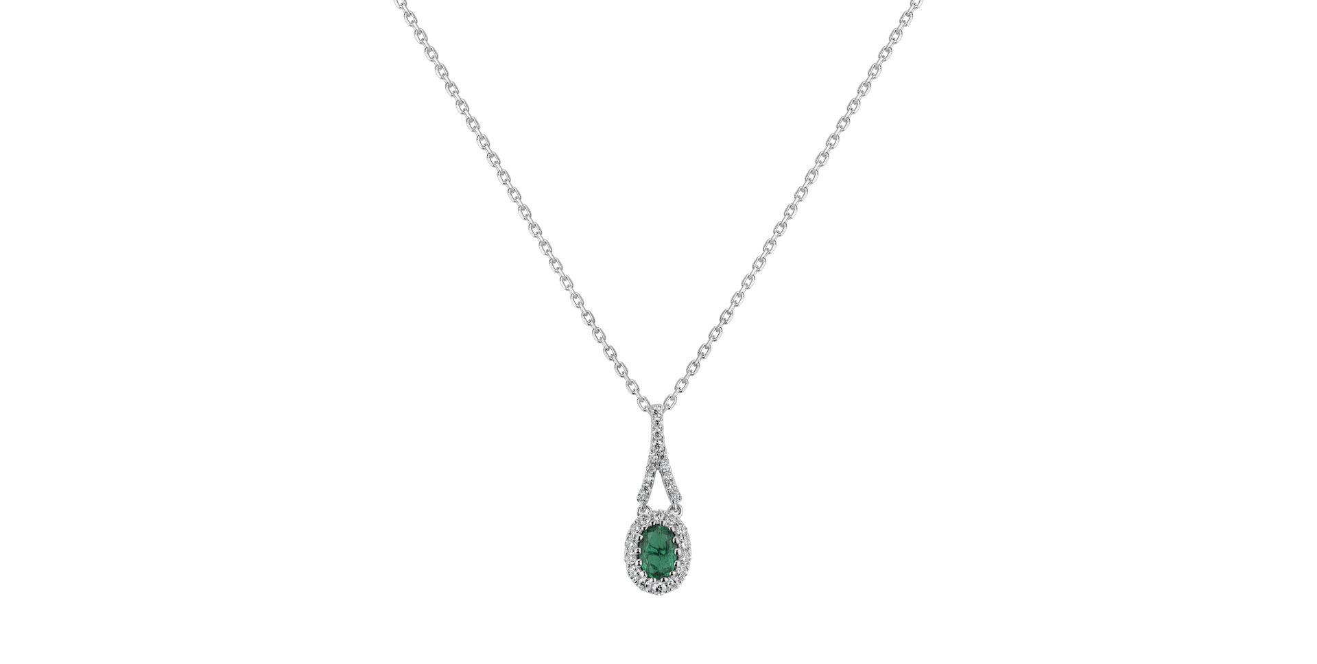 Diamond pendant with Emerald Elowyn