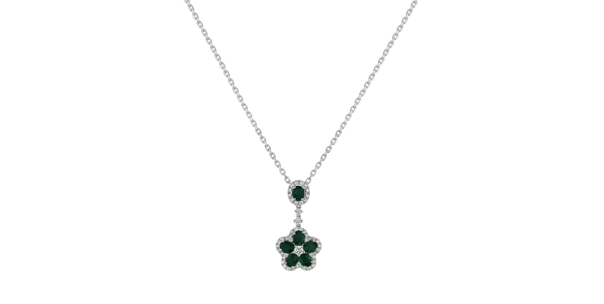 Diamond pendant with Emerald Emerald Bloom of Hope