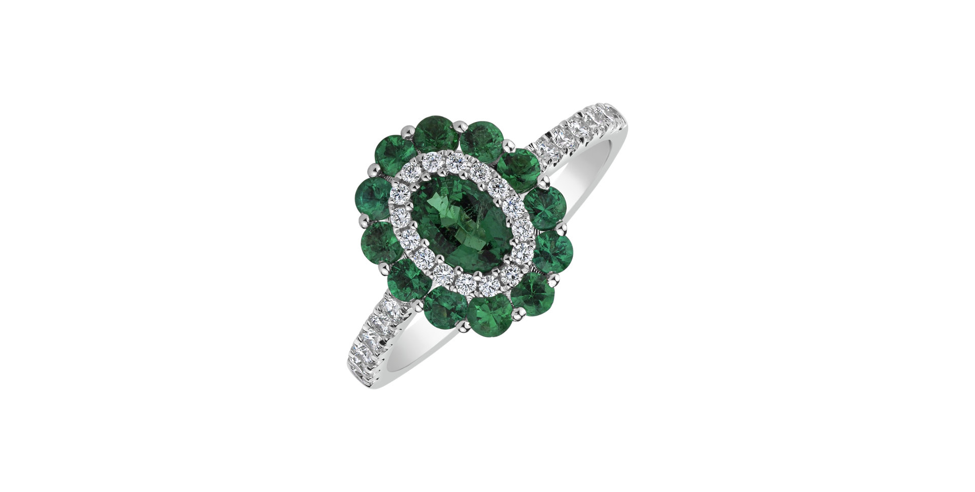 Diamond ring with Emerald Royal Bliss