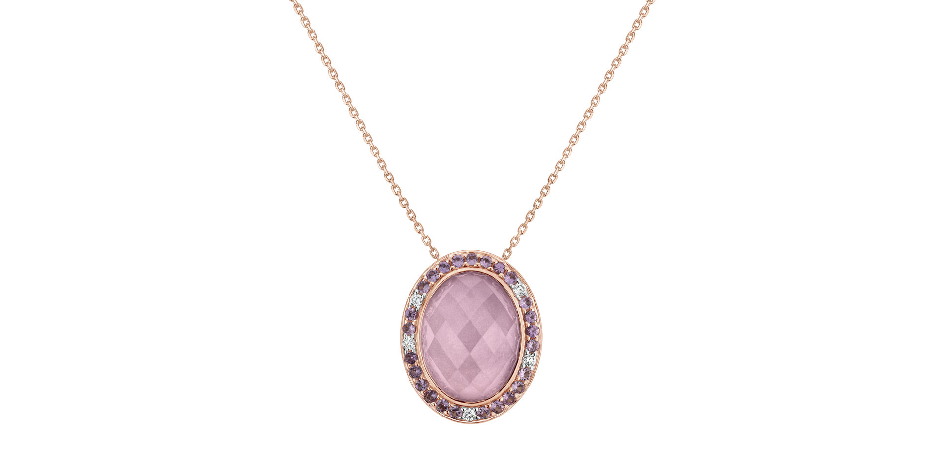 Diamond pendant with Rose Quartz and Sapphire Incredible Tale