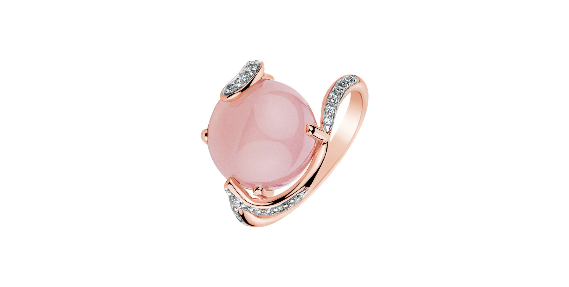 Diamond ring with Rose Quartz Heather