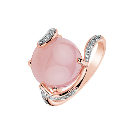 Diamond ring with Rose Quartz Heather