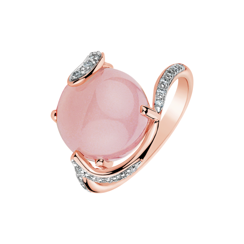 Diamond ring with Rose Quartz Heather
