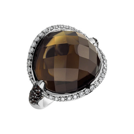 Diamond ring with Quartz Sleepy Snake