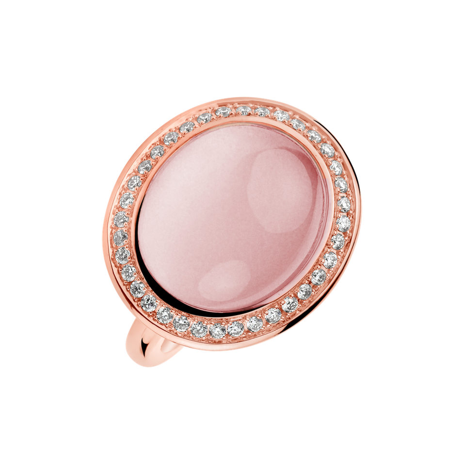 Diamond ring with Rose Quartz Spring Eye