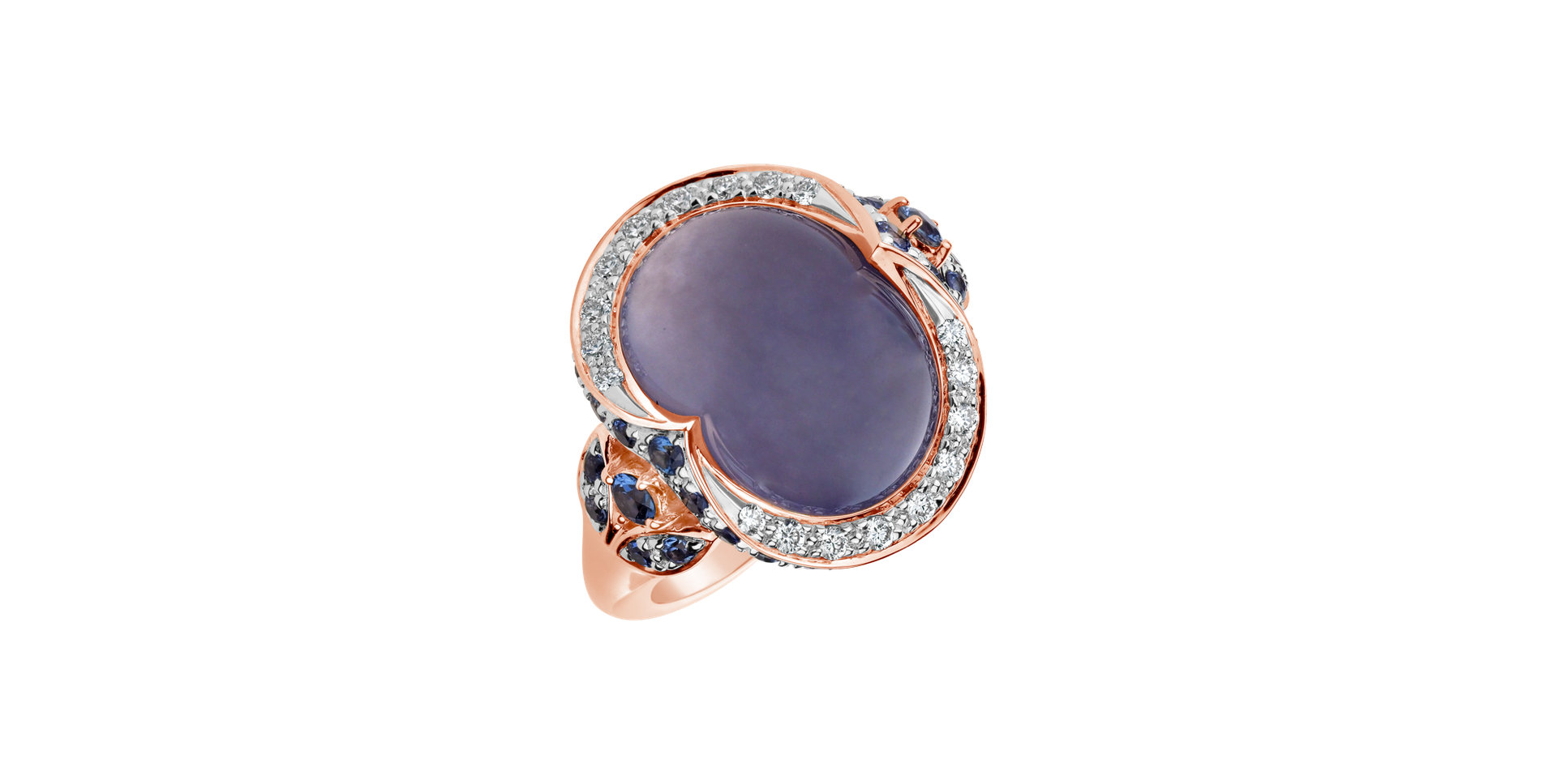 Diamond ring with Chalcedony and Sapphire Wonder Drop