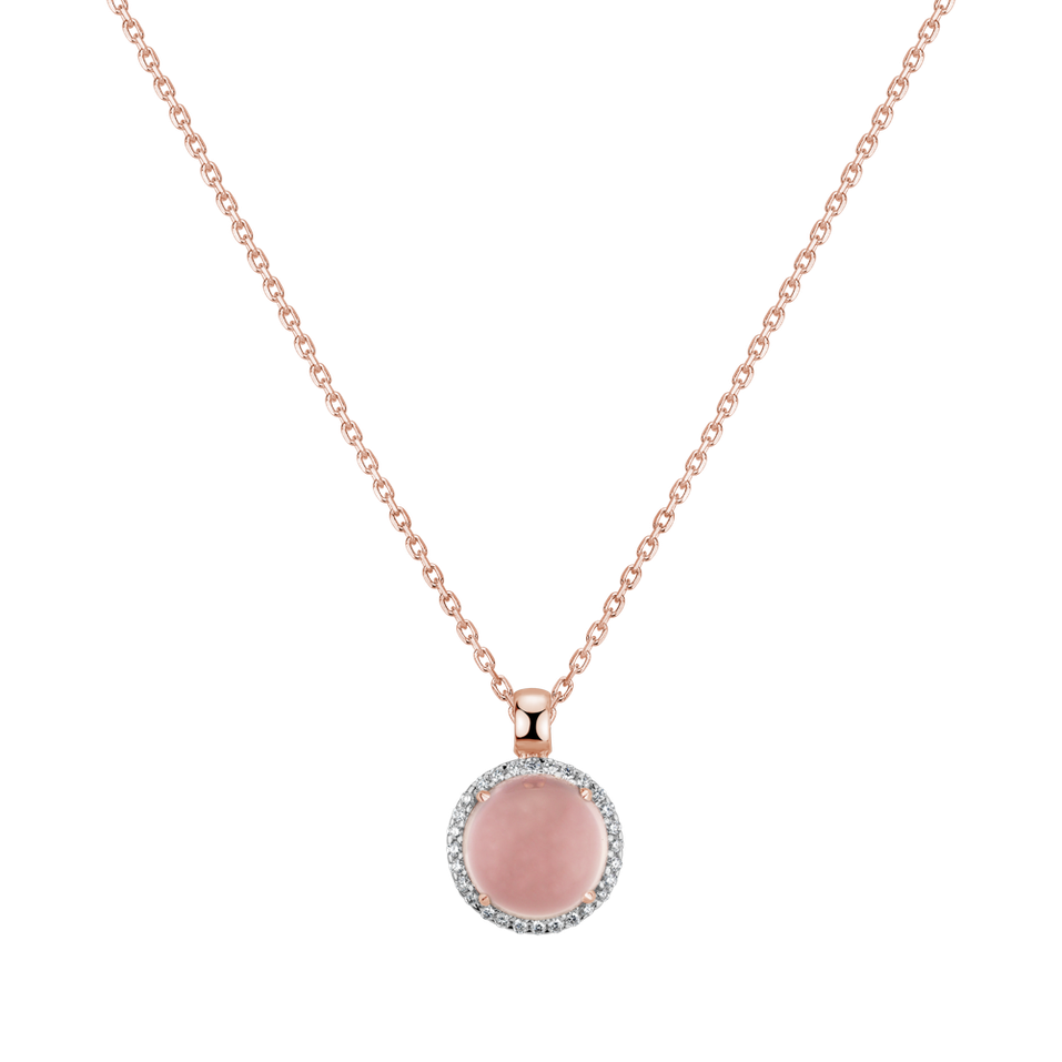 Diamond pendant with Rose Quartz Douce Fleur