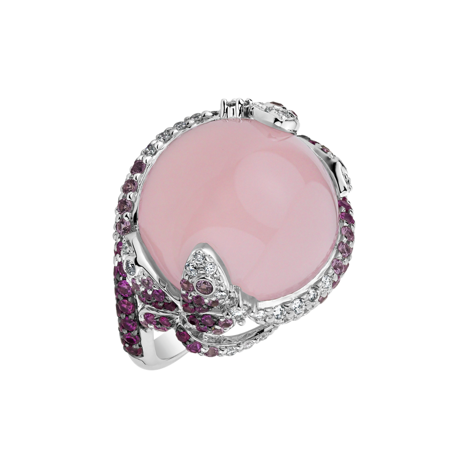 Diamond ring with Sapphire and Rose Quartz Adorable Ladyship