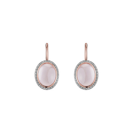 Diamond earrings with Rose Quartz Zahara