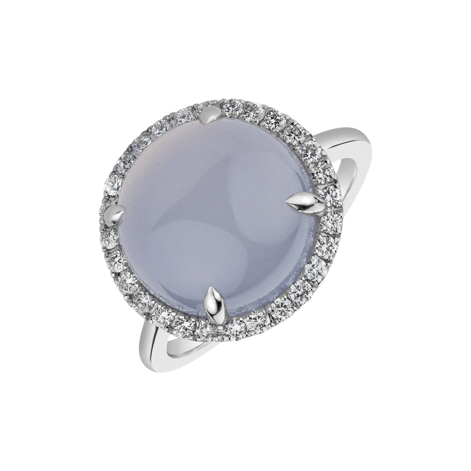 Diamond ring with Chalcedony Cliantha