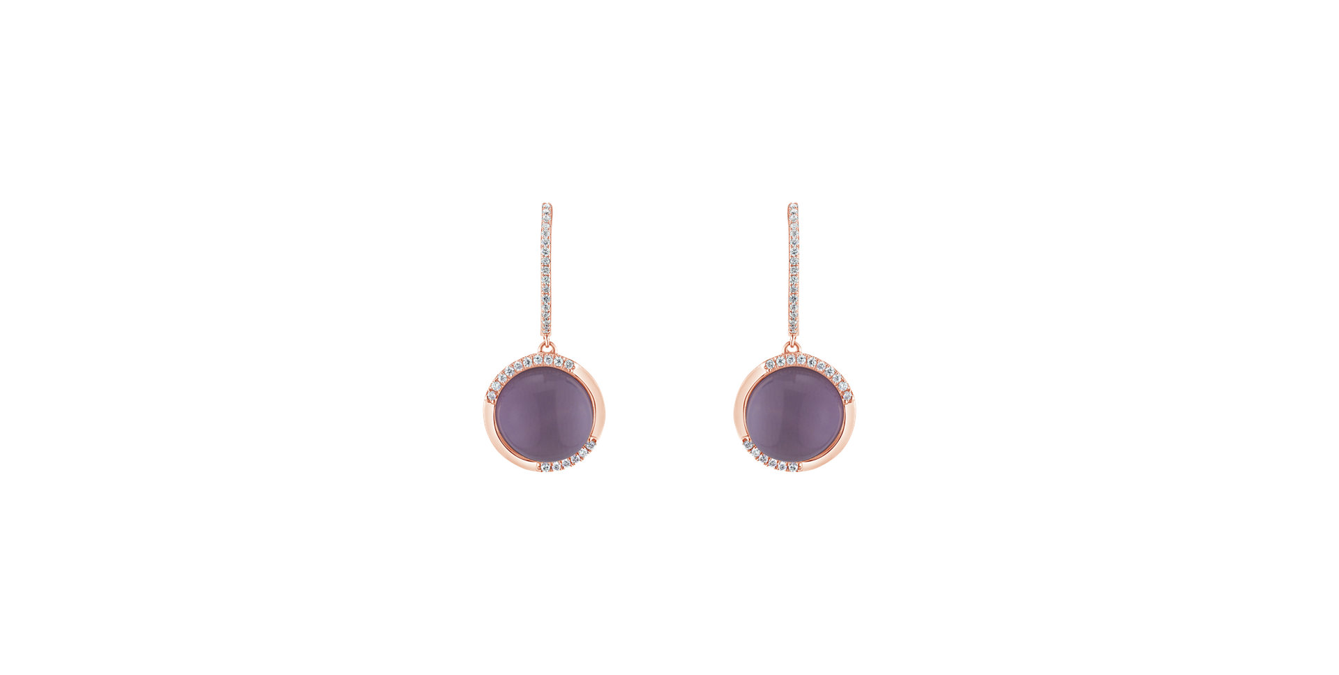 Diamond earrings with Amethyst and Mother of Pearl Aesthetic Pearl