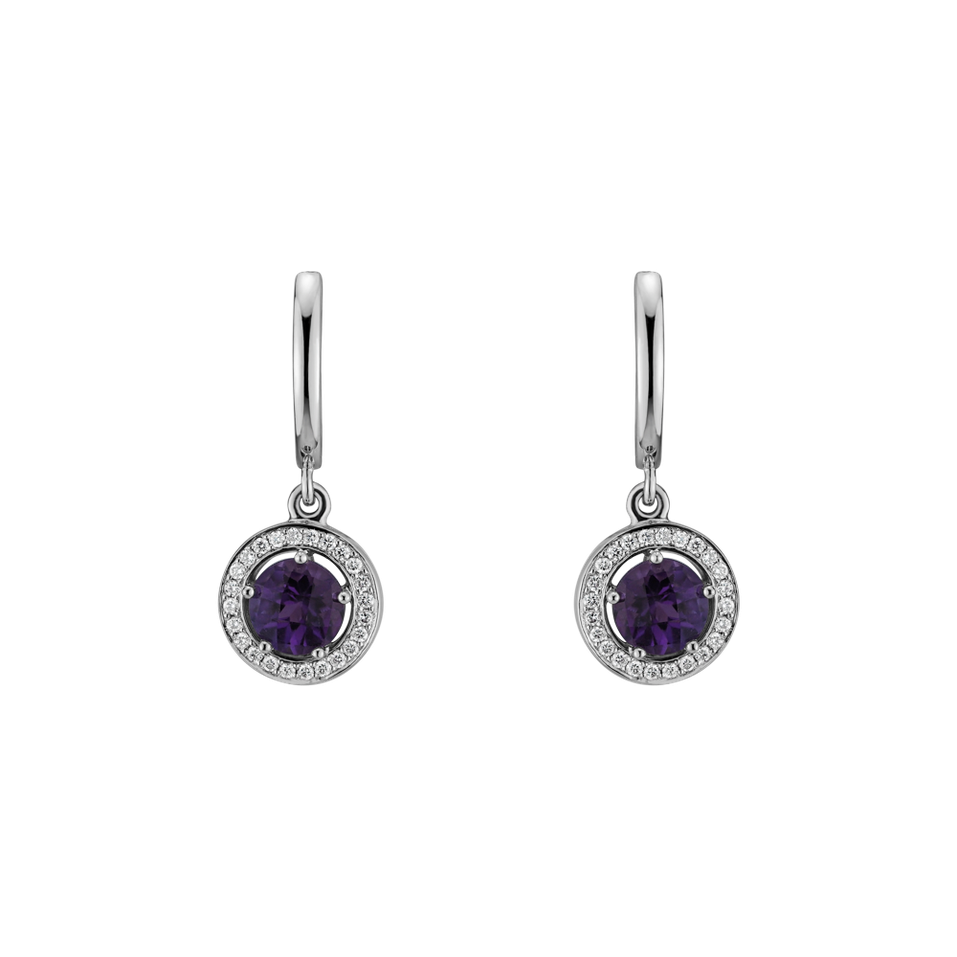 Diamond earrings with Amethyst African Infinite Hope