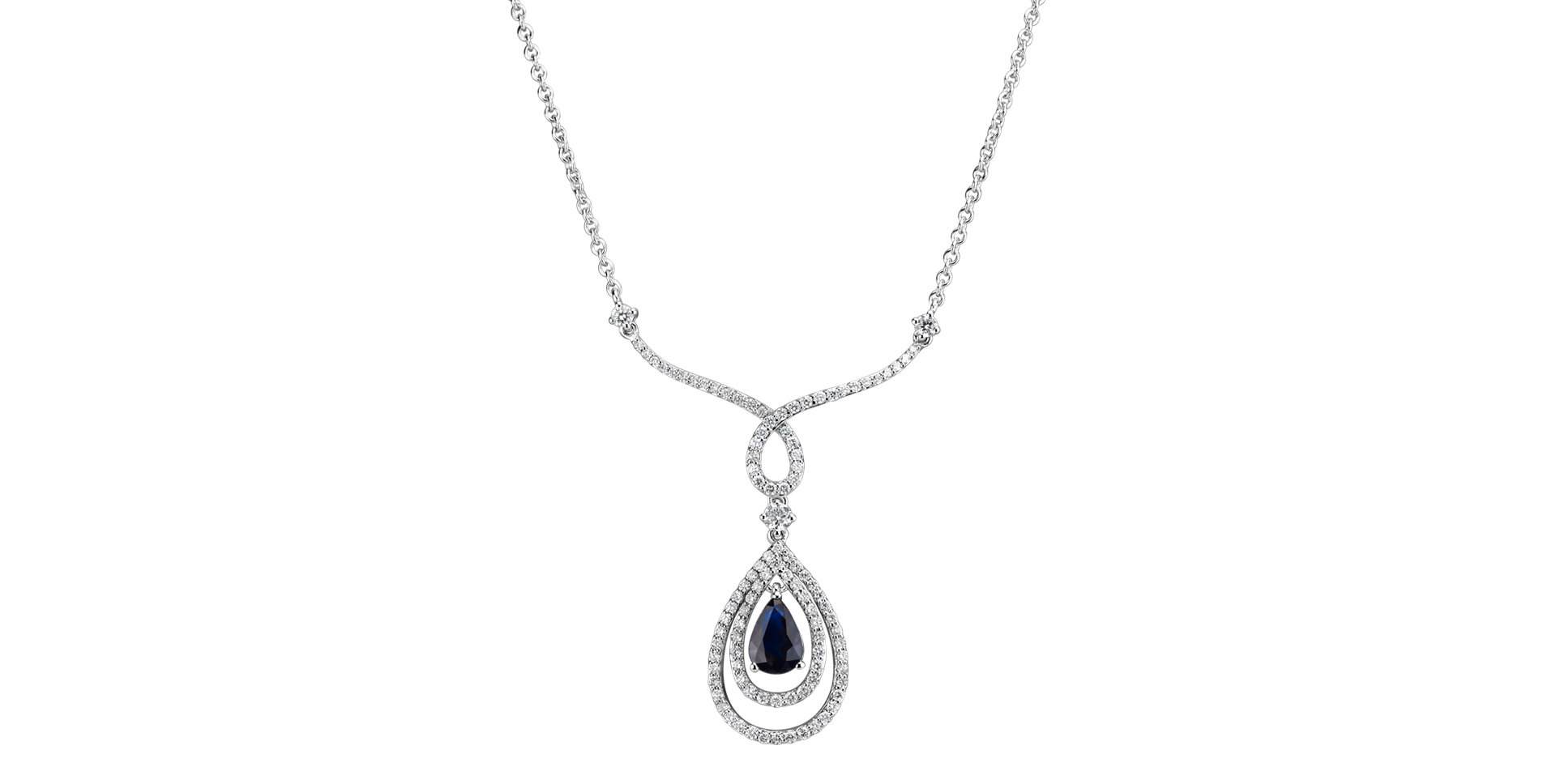 Diamond necklace with Sapphire Ruby Tear