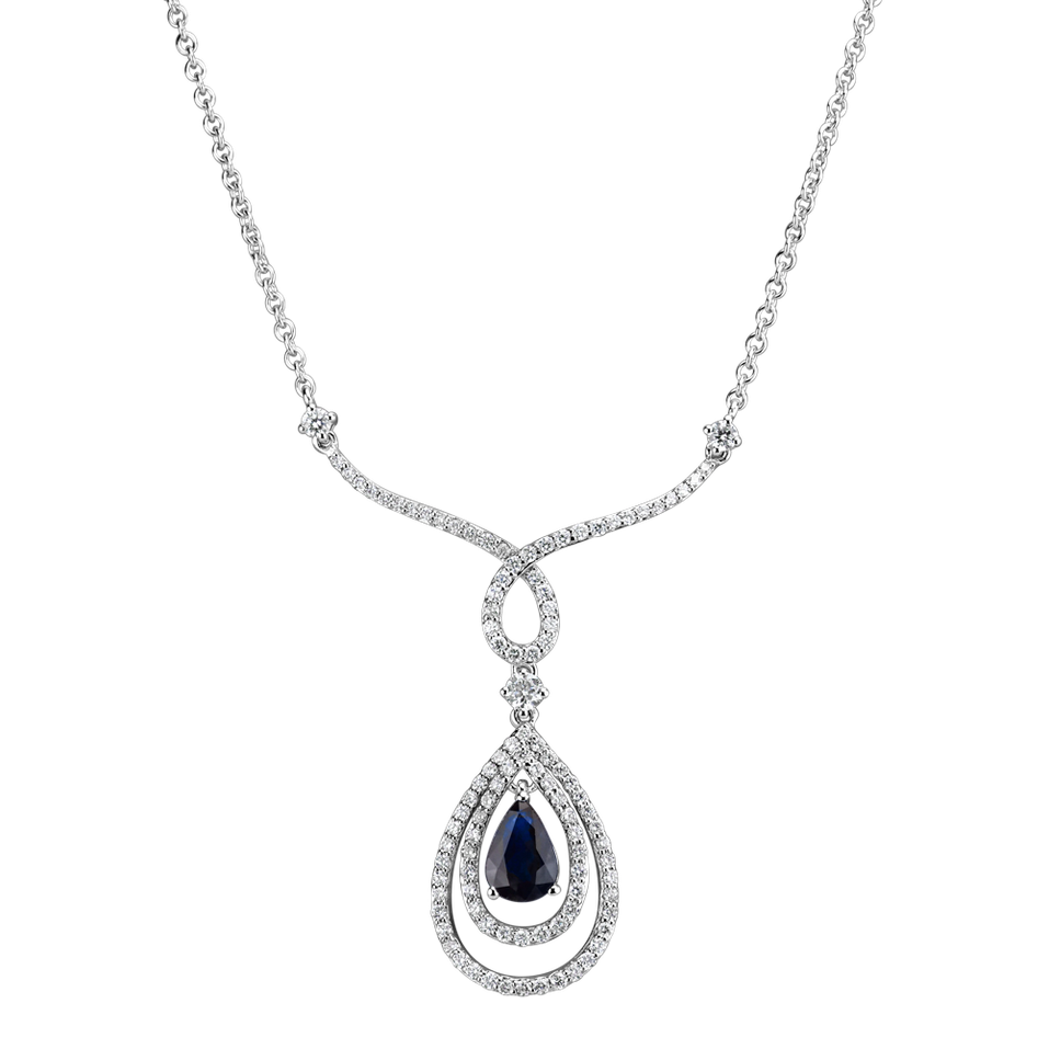 Diamond necklace with Sapphire Ruby Tear