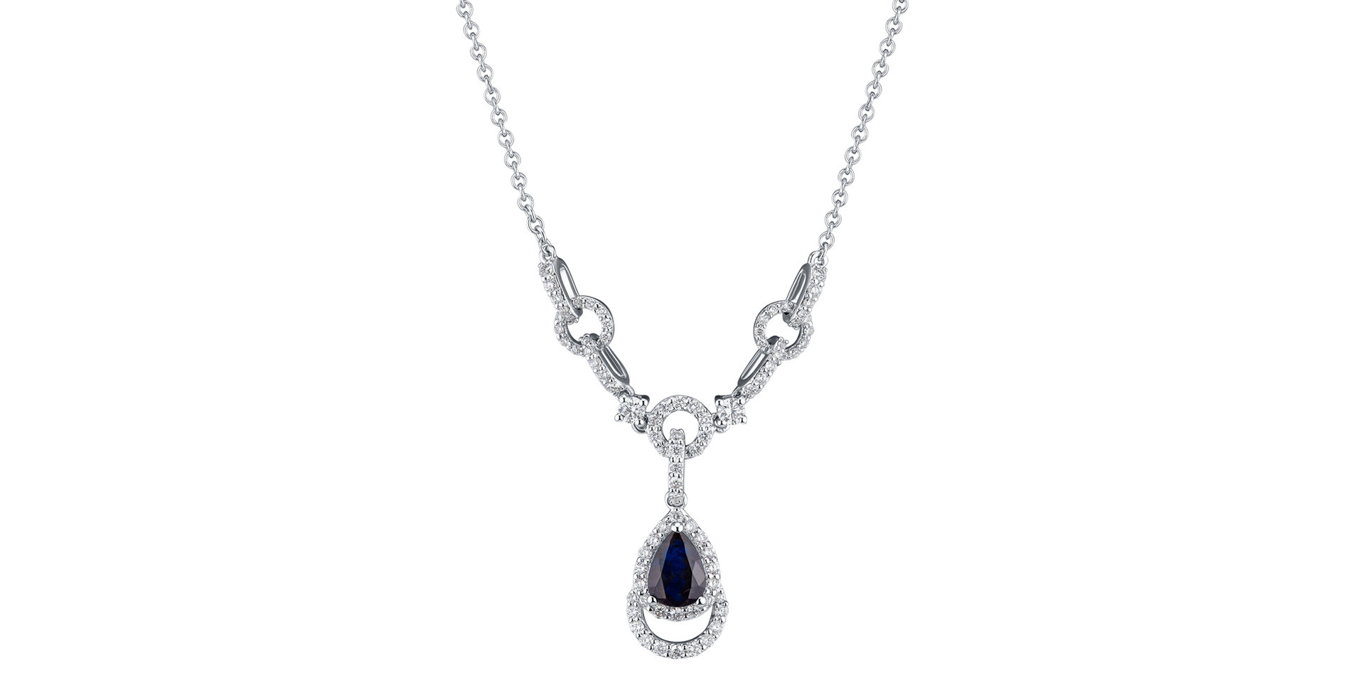 Diamond necklace with Sapphire Aurora Drop