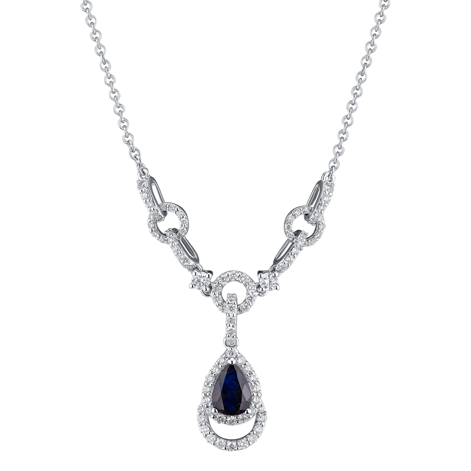 Diamond necklace with Sapphire Aurora Drop