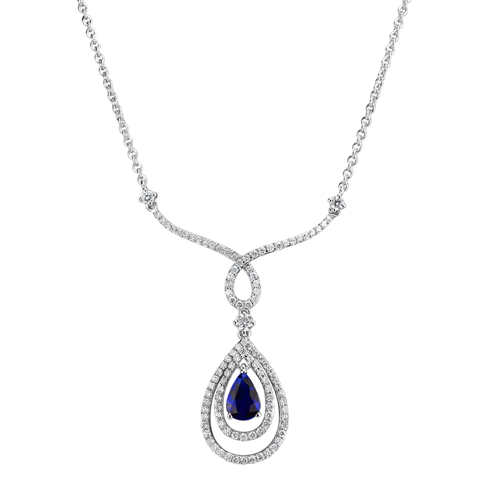 Diamond necklace with Tanzanite Ruby Tear