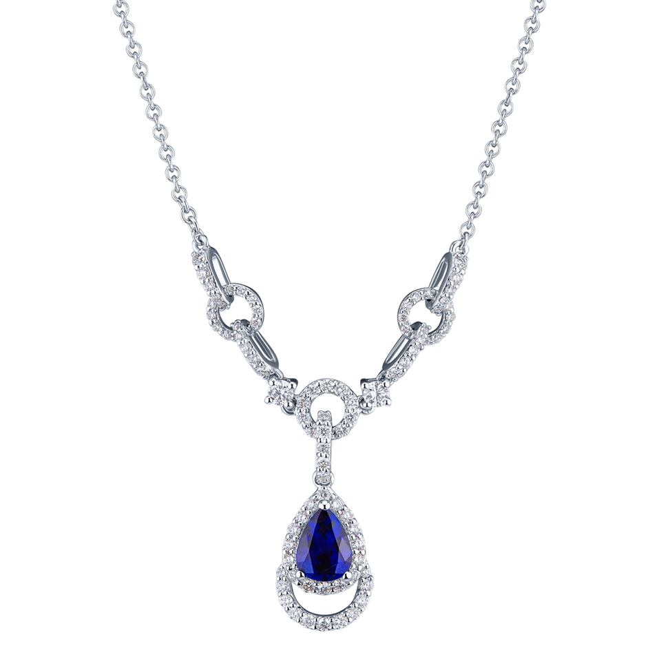 Diamond necklace with Tanzanite Aurora Drop