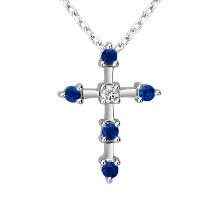 Diamond necklace with Sapphire Sparkling Cross