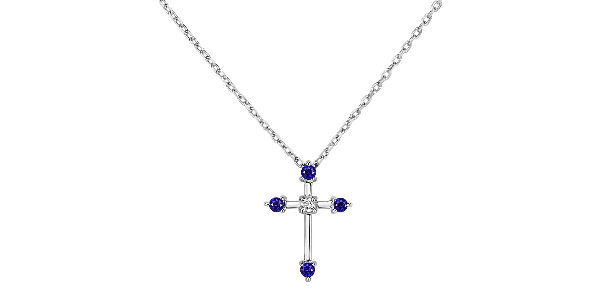 Diamond necklace with Sapphire Shiny Cross