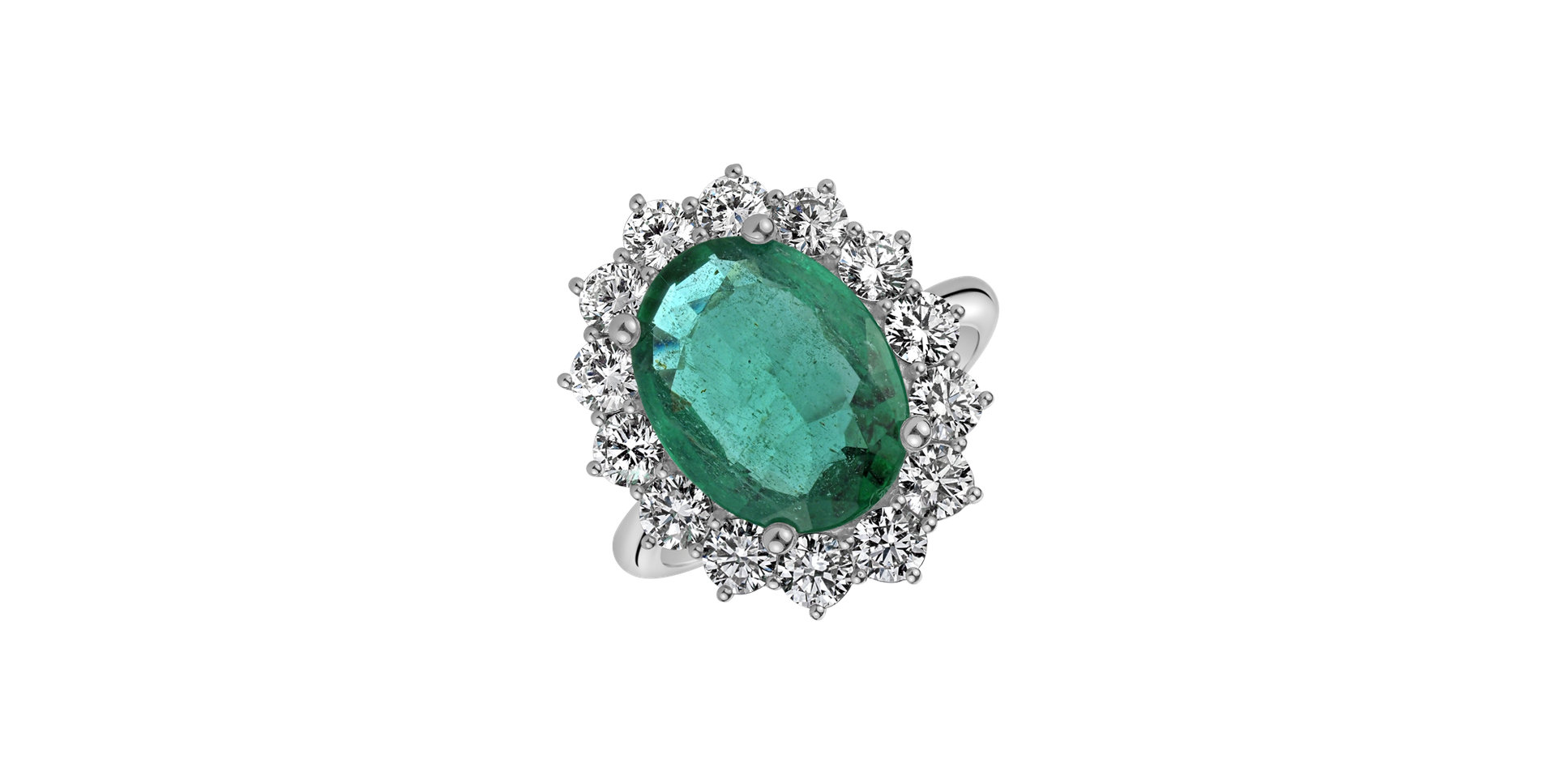 Diamond ring with Emerald Sky Goddess