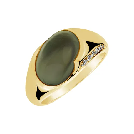 Diamond ring with Prehnite Mistress Desire