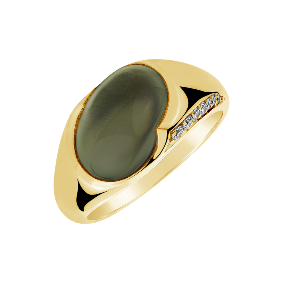 Diamond ring with Prehnite Mistress Desire