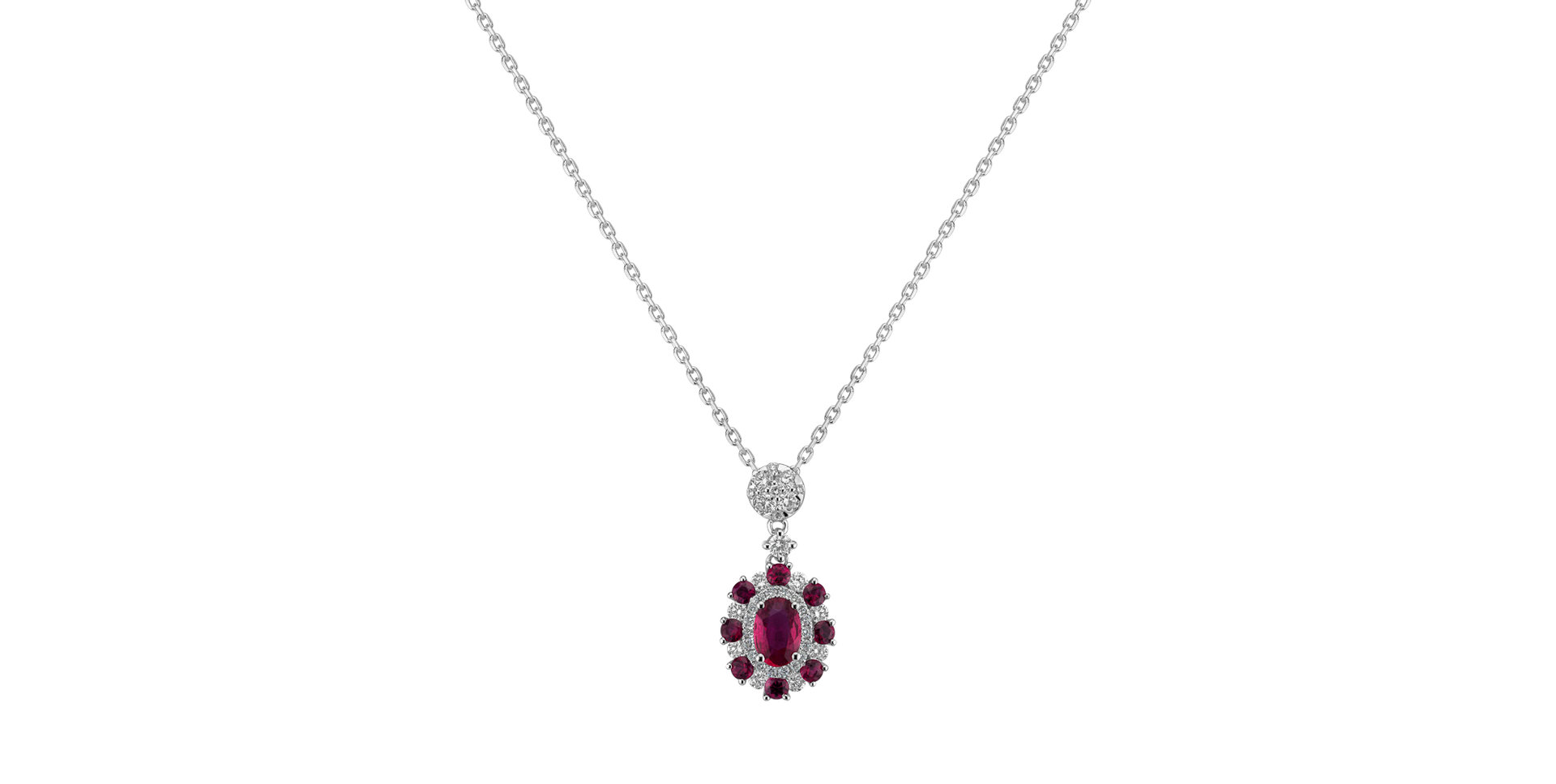 Diamond pendant with Ruby Japanese Sun